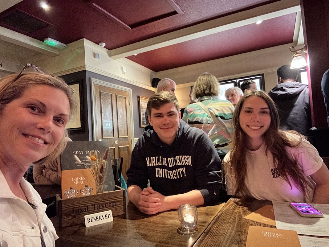 Melissa with her kids at the Goat Tavern in London